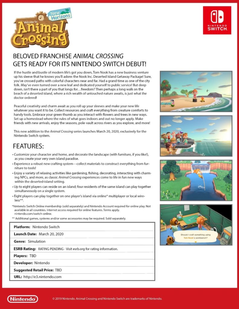 Animal Crossing New Horizons - Fact Sheet
